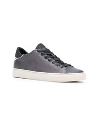 graue Leder niedrige Sneakers von Crime London