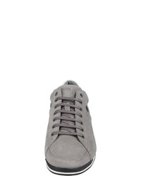 graue Leder niedrige Sneakers von BOSS