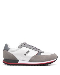 graue Leder niedrige Sneakers von BOSS