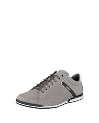 graue Leder niedrige Sneakers von BOSS