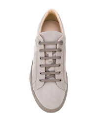 graue Leder niedrige Sneakers von Lanvin