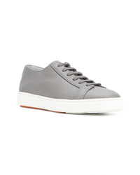 graue Leder niedrige Sneakers von Santoni