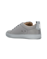 graue Leder niedrige Sneakers von Lanvin