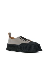 graue Leder niedrige Sneakers von Jil Sander