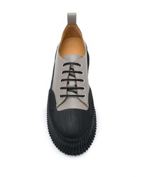 graue Leder niedrige Sneakers von Jil Sander