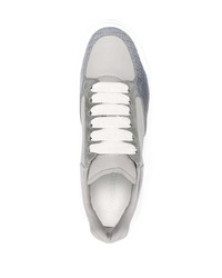 graue Leder niedrige Sneakers von Alexander McQueen