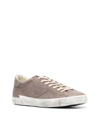 graue Leder niedrige Sneakers von Philippe Model Paris