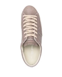 graue Leder niedrige Sneakers von Philippe Model Paris