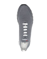graue Leder niedrige Sneakers von Kiton