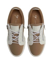 graue Leder niedrige Sneakers von Giuseppe Zanotti