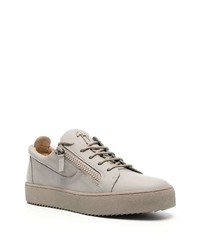 graue Leder niedrige Sneakers von Giuseppe Zanotti