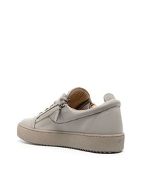 graue Leder niedrige Sneakers von Giuseppe Zanotti