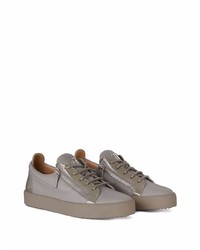 graue Leder niedrige Sneakers von Giuseppe Zanotti