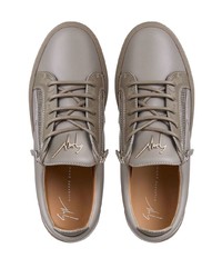 graue Leder niedrige Sneakers von Giuseppe Zanotti