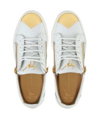 graue Leder niedrige Sneakers von Giuseppe Zanotti