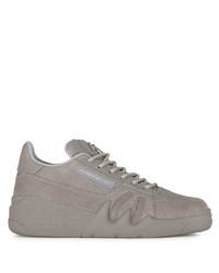 graue Leder niedrige Sneakers von Giuseppe Zanotti