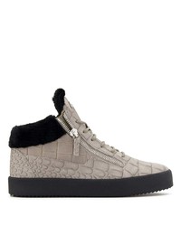 graue Leder niedrige Sneakers von Giuseppe Zanotti