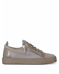 graue Leder niedrige Sneakers von Giuseppe Zanotti