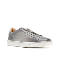 graue Leder niedrige Sneakers von Santoni