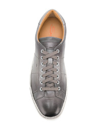 graue Leder niedrige Sneakers von Santoni