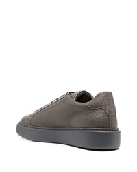 graue Leder niedrige Sneakers von Philipp Plein