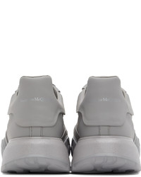 graue Leder niedrige Sneakers von Alexander McQueen