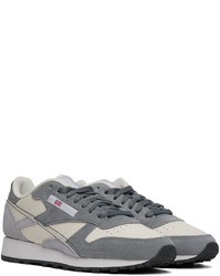 graue Leder niedrige Sneakers von Reebok Classics