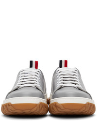 graue Leder niedrige Sneakers von Thom Browne