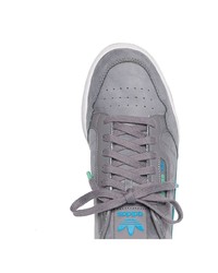 graue Leder niedrige Sneakers von adidas