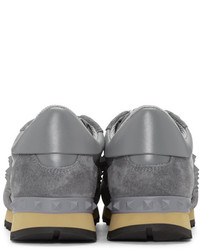 graue Leder niedrige Sneakers von Valentino