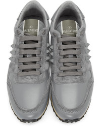 graue Leder niedrige Sneakers von Valentino