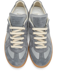 graue Leder niedrige Sneakers von Maison Margiela