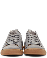 graue Leder niedrige Sneakers von Paul Smith