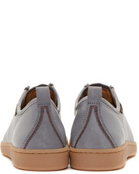 graue Leder niedrige Sneakers von Paul Smith