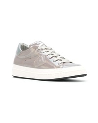 graue Leder niedrige Sneakers von Philippe Model