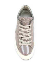 graue Leder niedrige Sneakers von Philippe Model