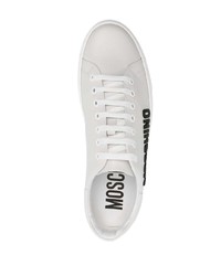 graue Leder niedrige Sneakers von Moschino