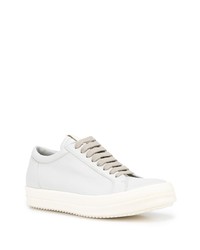 graue Leder niedrige Sneakers von Rick Owens