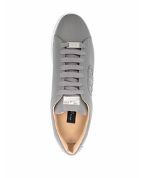 graue Leder niedrige Sneakers von Philipp Plein