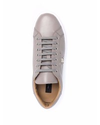 graue Leder niedrige Sneakers von Philipp Plein