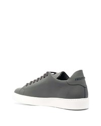 graue Leder niedrige Sneakers von Philipp Plein