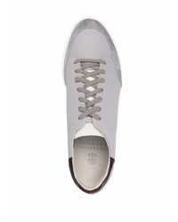 graue Leder niedrige Sneakers von Brunello Cucinelli