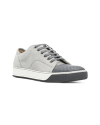 graue Leder niedrige Sneakers von Lanvin