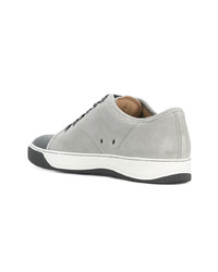 graue Leder niedrige Sneakers von Lanvin