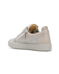 graue Leder niedrige Sneakers von Giuseppe Zanotti Design