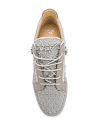 graue Leder niedrige Sneakers von Giuseppe Zanotti Design