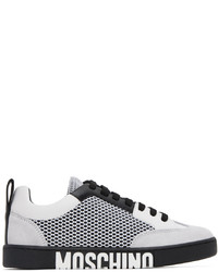 graue Leder niedrige Sneakers von Moschino