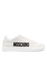graue Leder niedrige Sneakers von Moschino