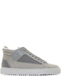 graue Leder niedrige Sneakers