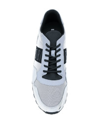 graue Leder niedrige Sneakers von Dirk Bikkembergs